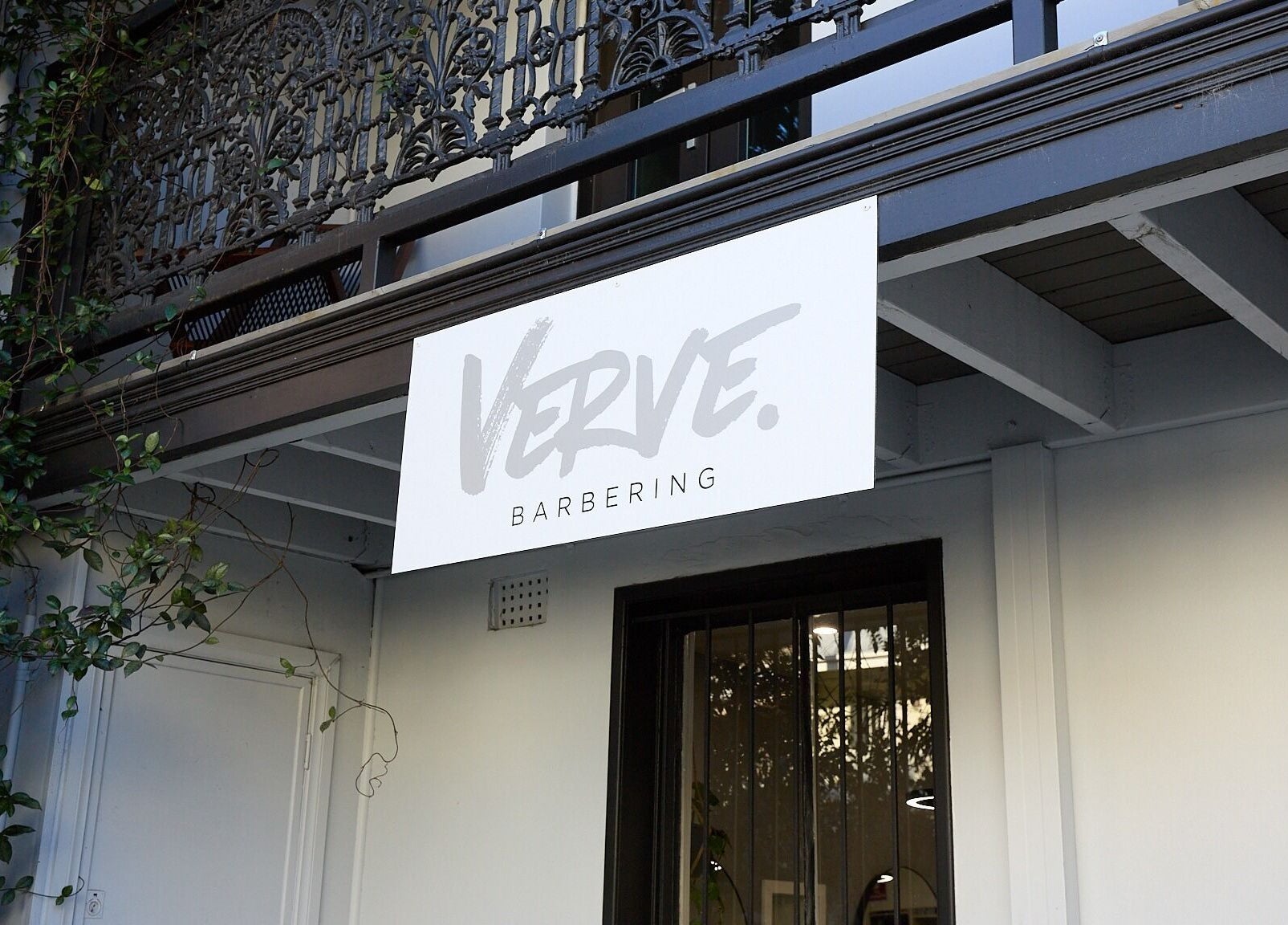 Entrance sign of Verve Barbering - Surry Hills, showcasing elegant design in Surry Hills, New South Wales, AU.