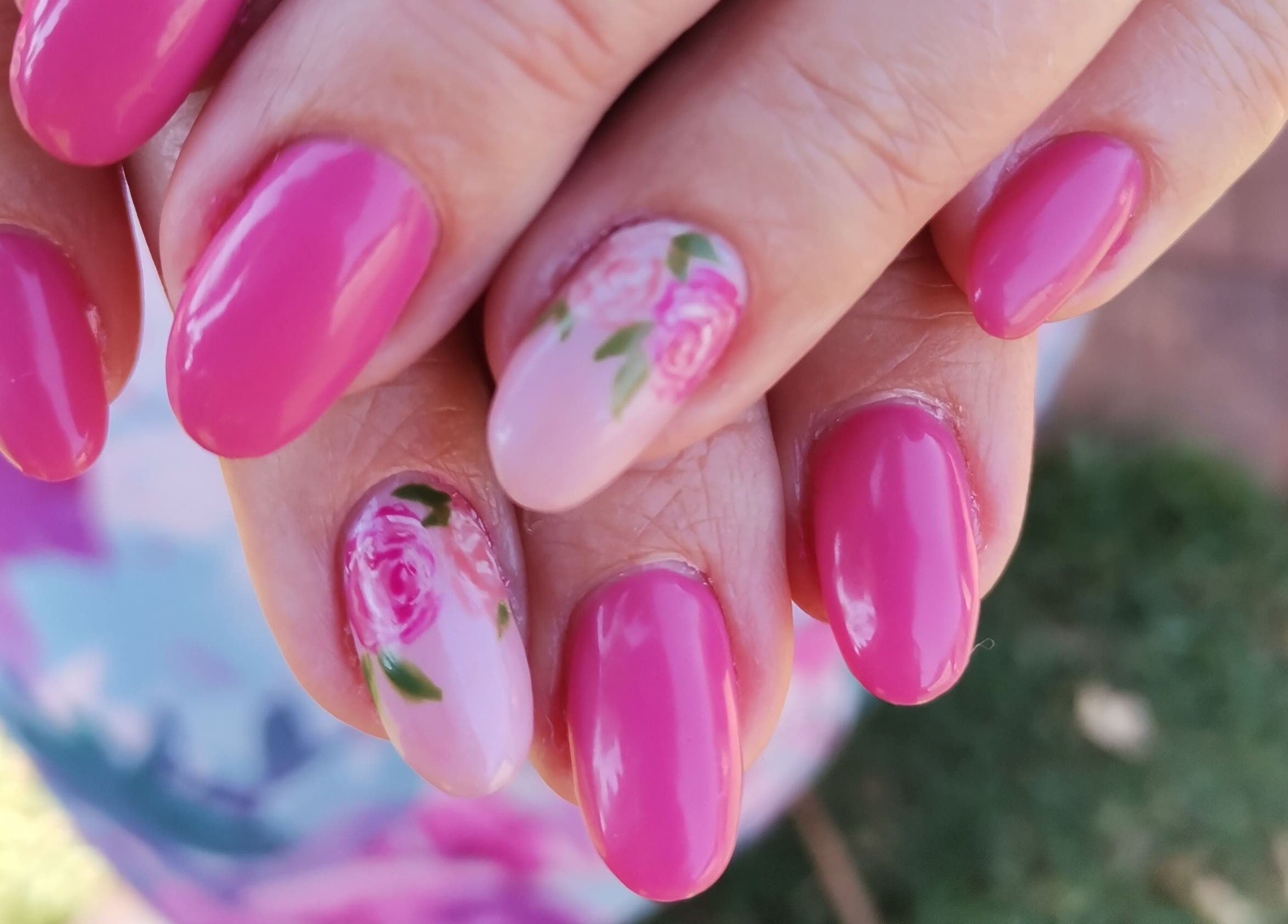 Elegant pink nails with floral art at Nika Beauty and Nail Studio, Lydenburg, Mpumalanga, ZA.