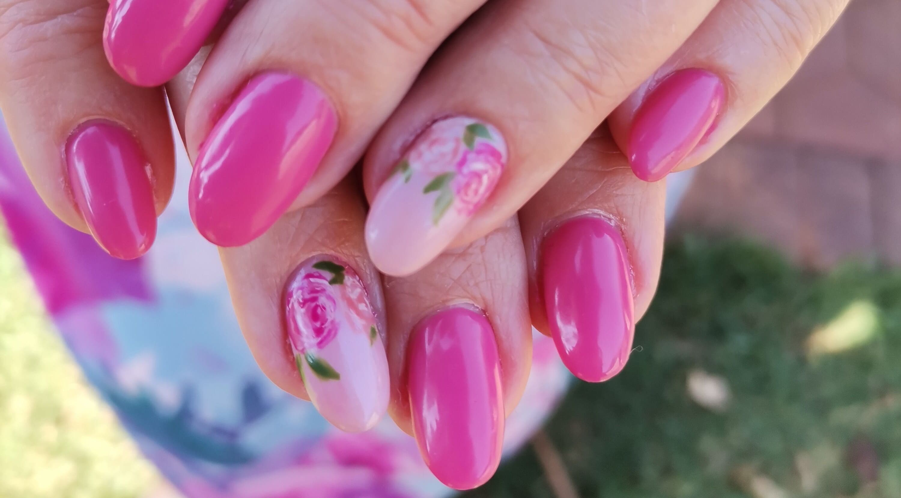 Elegant pink nails with floral art at Nika Beauty and Nail Studio, Lydenburg, Mpumalanga, ZA.