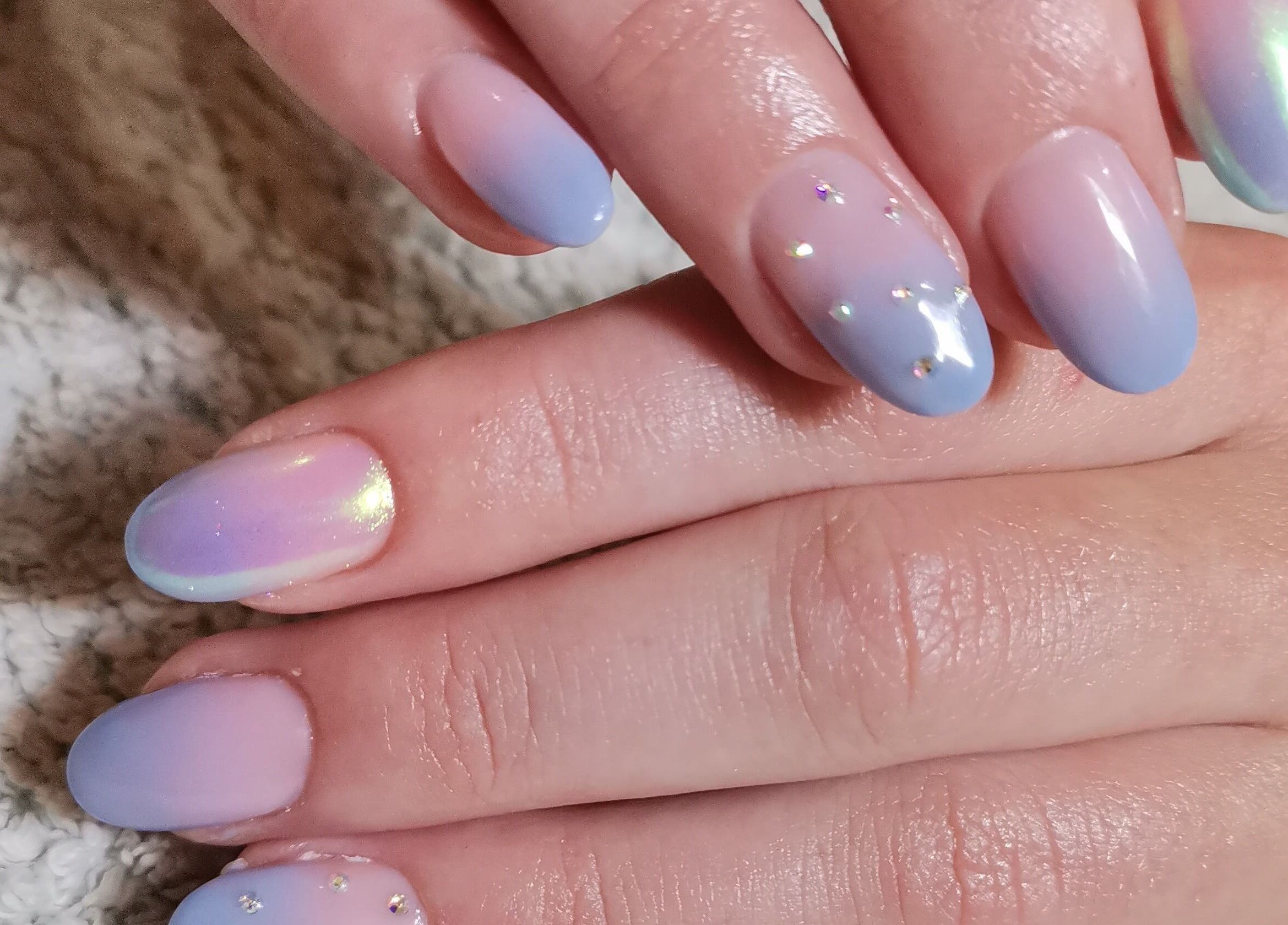 Elegant pastel shimmer manicure at Nika Beauty and Nail Studio, Lydenburg, Mpumalanga, ZA.