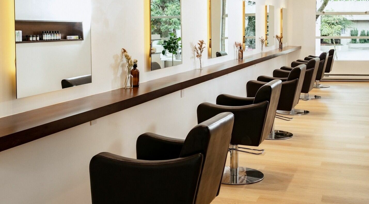 Modern styling chairs at Forme Hair Salon, Yaletown in Vancouver, British Columbia, CA.