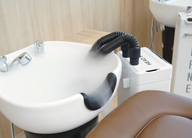 Modern wash basin at Forme Hair Salon & Head Spa, Vancouver, British Columbia, CA offering premium hair care.