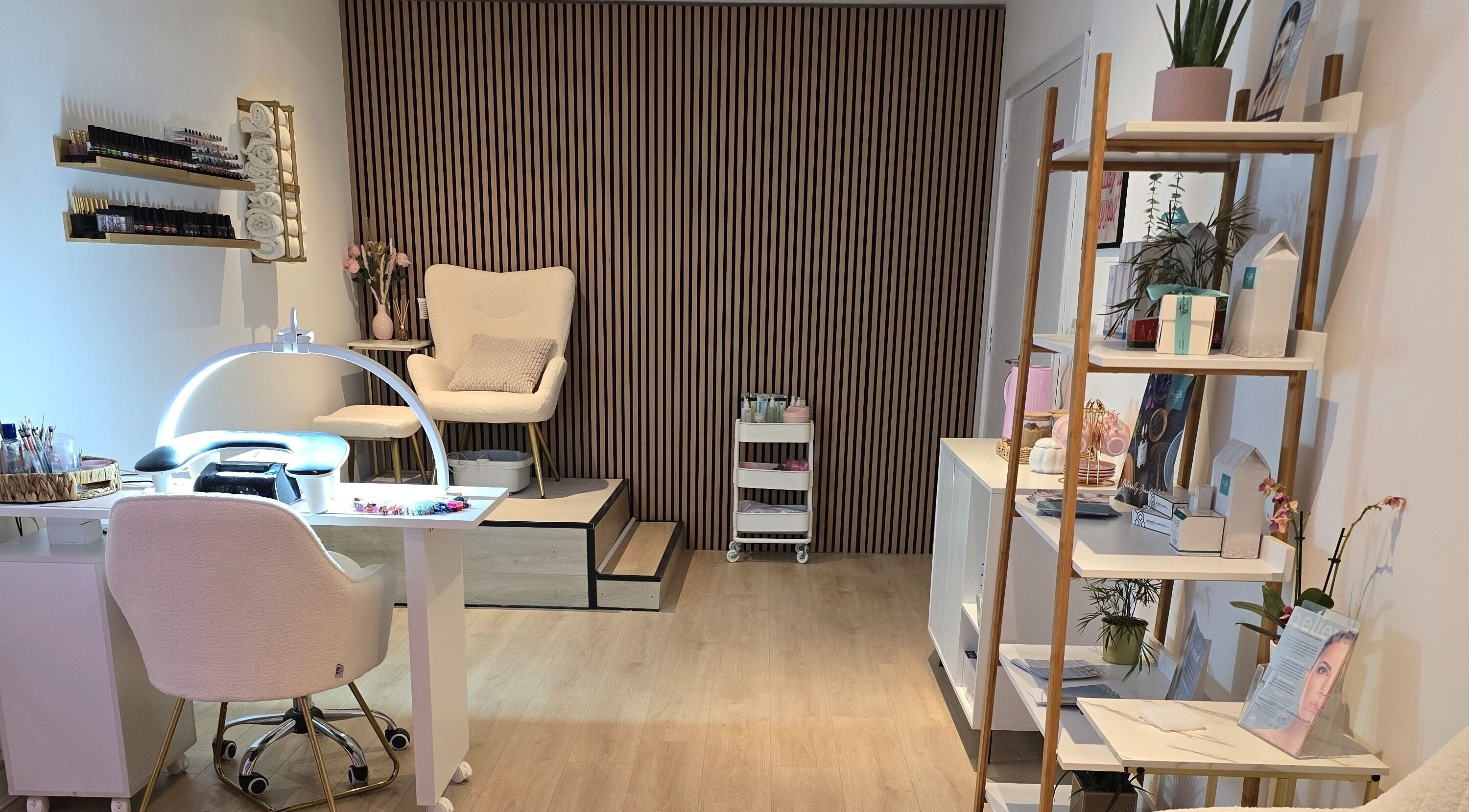 Cozy treatment room at Naked Glow Clinic, Hartland, England, GB offers a relaxing atmosphere for beauty services.