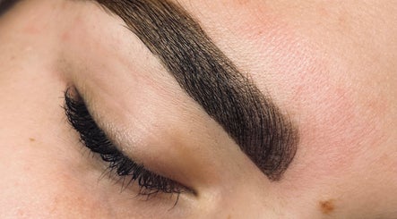 Close-up of expertly groomed brows and lashes at The Lash Lady, Pretoria, Gauteng, ZA.