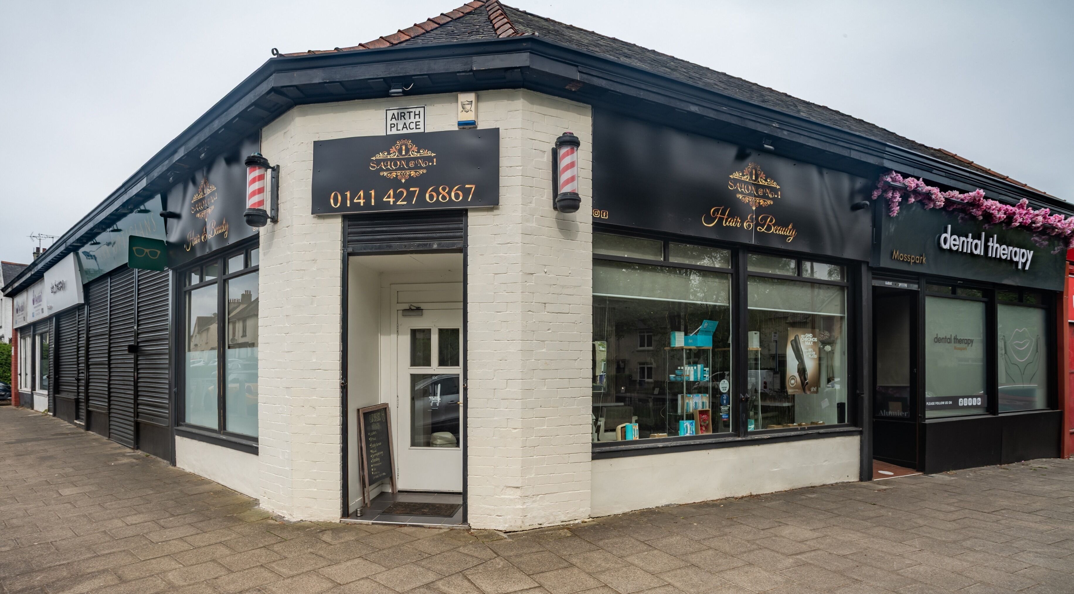 Exterior view of Salon at No.1, a chic beauty venue in Glasgow, Scotland, GB.