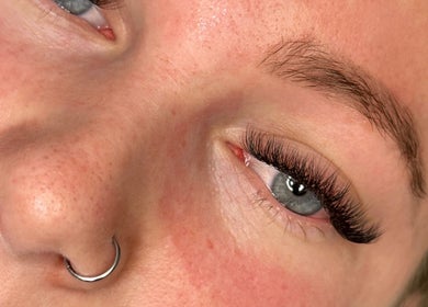 Close-up of lush eyelash extensions at Urban Tan Lash & Beauty, Maroochydore, Queensland, AU.