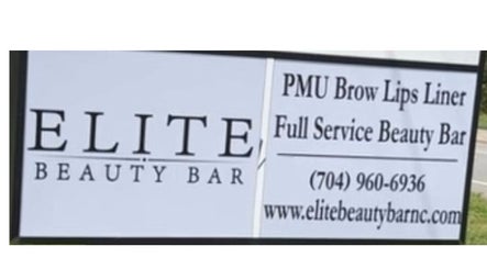 Sign for Elite Beauty Bar in Concord, North Carolina, near Too Prissy Beauty venue.