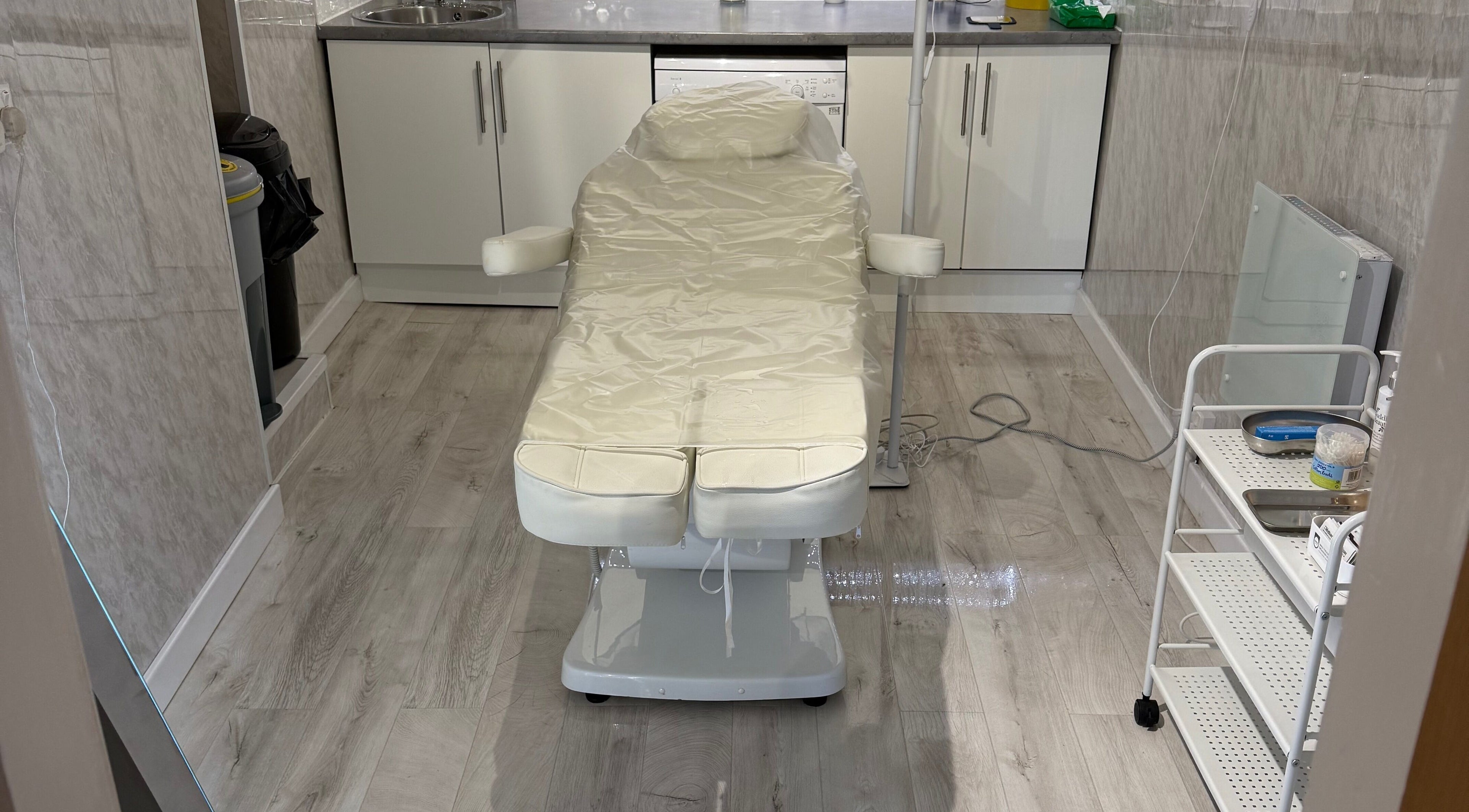 Comfortable therapy room at AD Aesthetics & Skincare Clinic in Holyhead, Wales, GB.