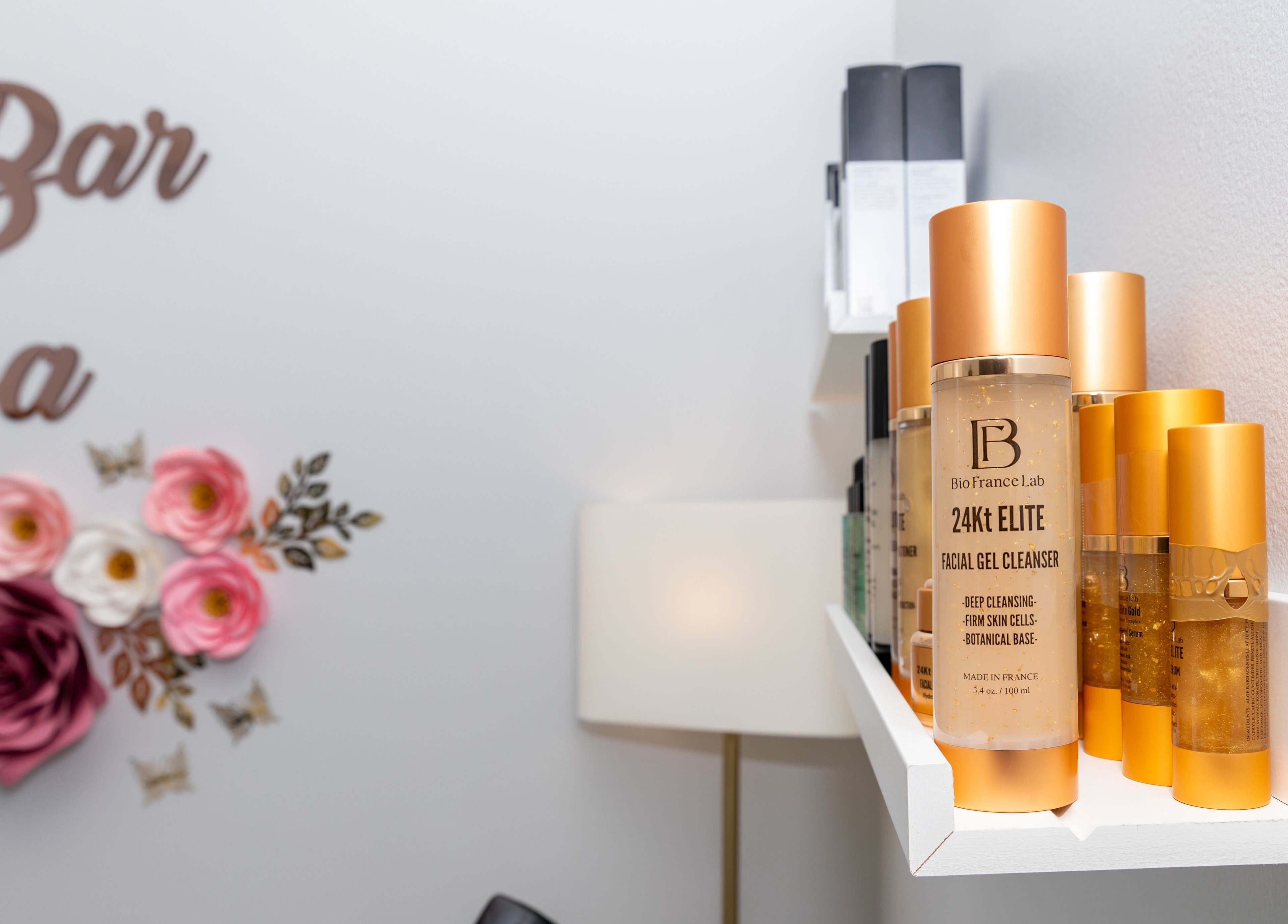 Exquisite skincare products at Beauty Bar & Spa, Miramar, Florida, US.