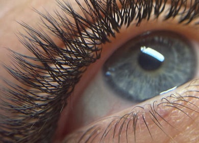 Close-up of thick, natural lashes at Lash Up @ The Beauty Loft, Beccles, England, GB.