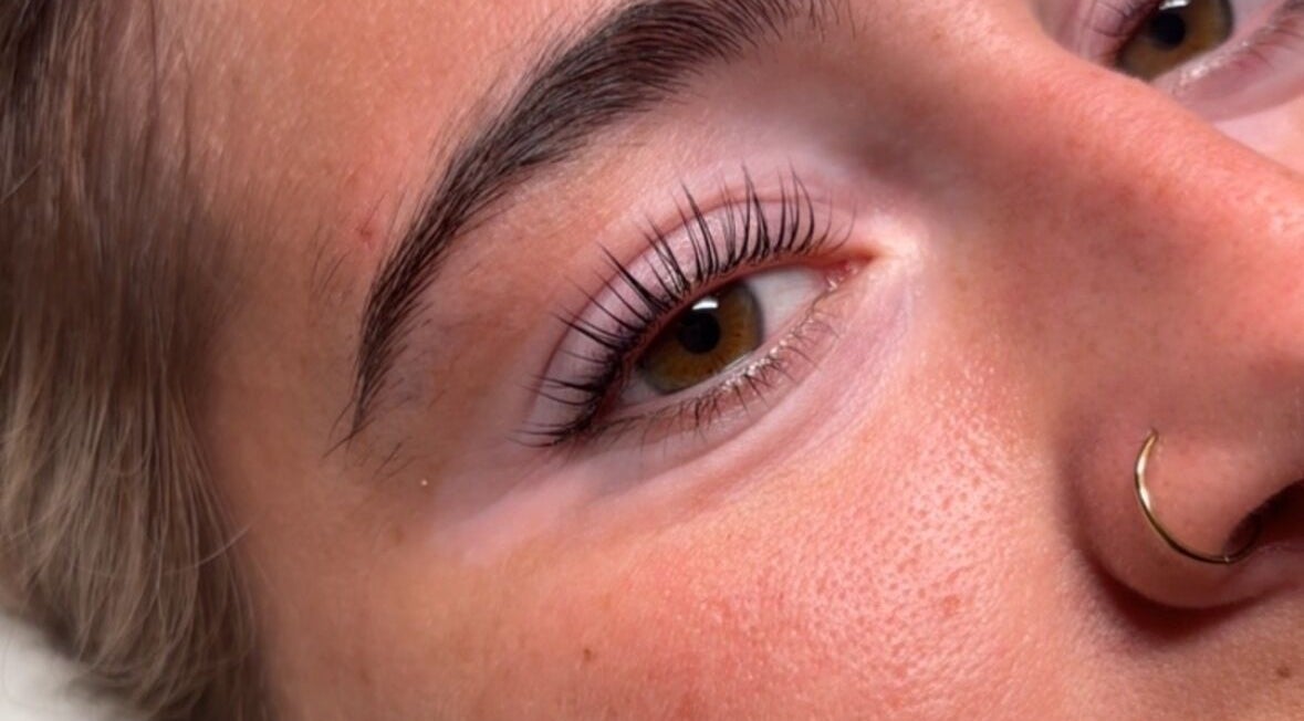 Close-up of a perfectly done eyelash lift at Fia’s Beauty Fix, Wombourne, England, GB.