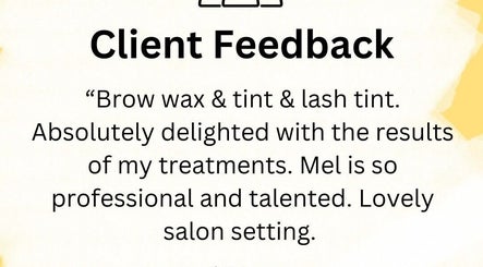 Client feedback praising brow and lash tint services at Bumble Bee Bee-auty, Dukinfield, England, GB.
