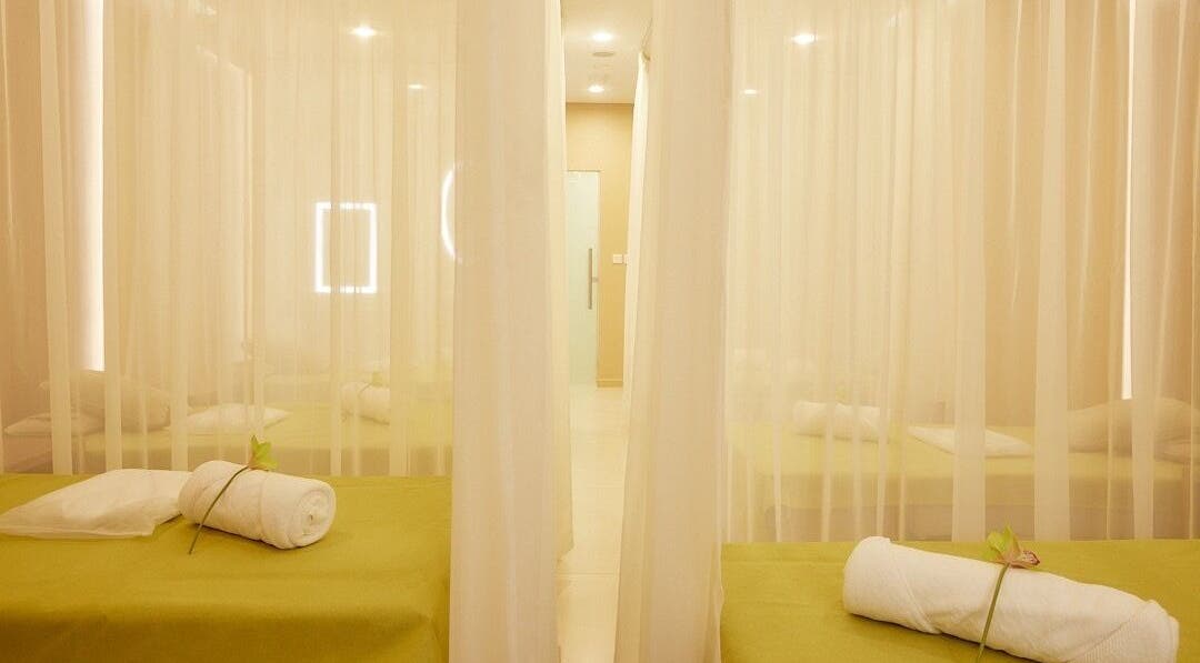 Elegant spa room with soft curtains at The ZUU Ladies Massage Spa Lounge, Dubai, Dubai, AE.