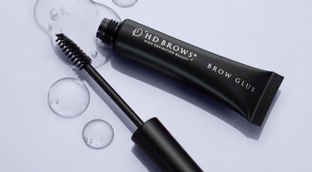 Close-up of brow glue and brush at Rebekah Young Beauty, Elgin, Scotland, GB.