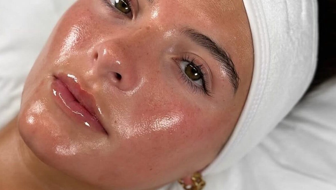 Close-up of a glowing skin treatment at Elva Medical Aesthetics, Caledonia, Ontario, CA.