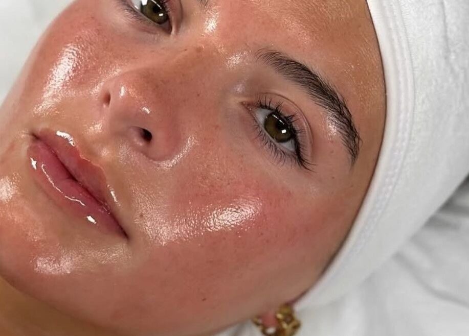 Close-up of a glowing skin treatment at Elva Medical Aesthetics, Caledonia, Ontario, CA.