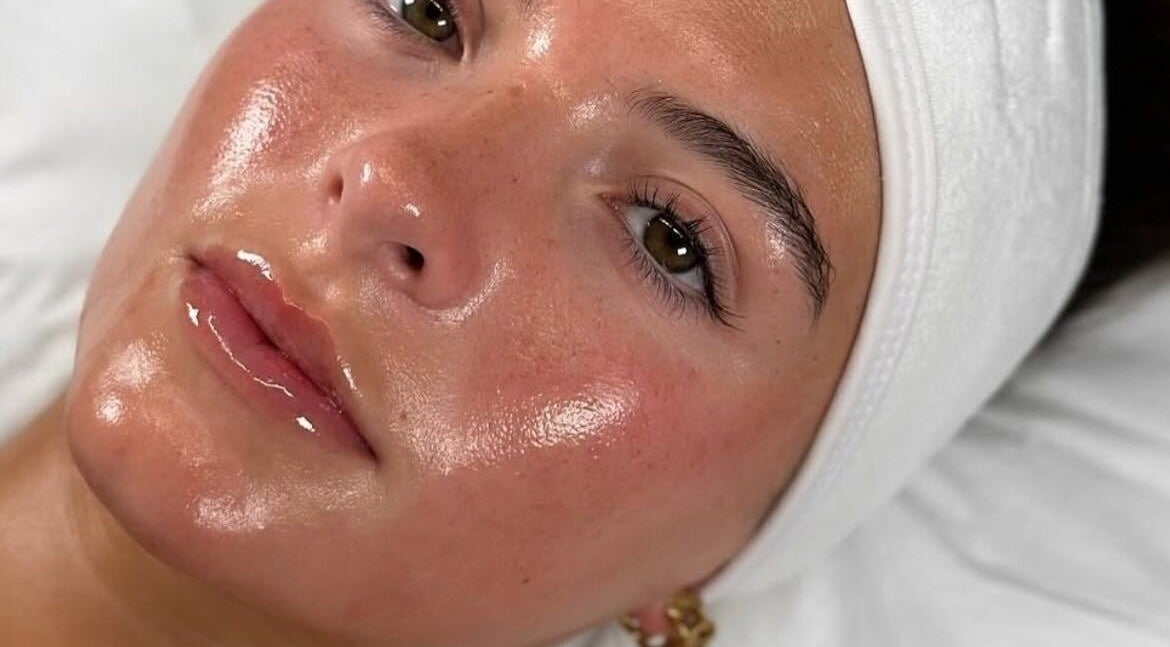 Close-up of a glowing skin treatment at Elva Medical Aesthetics, Caledonia, Ontario, CA.