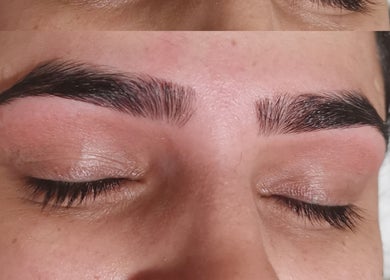 Perfectly shaped eyebrows at Beauty Home Spa, a ladies-only venue in Saskatoon, Saskatchewan, CA.