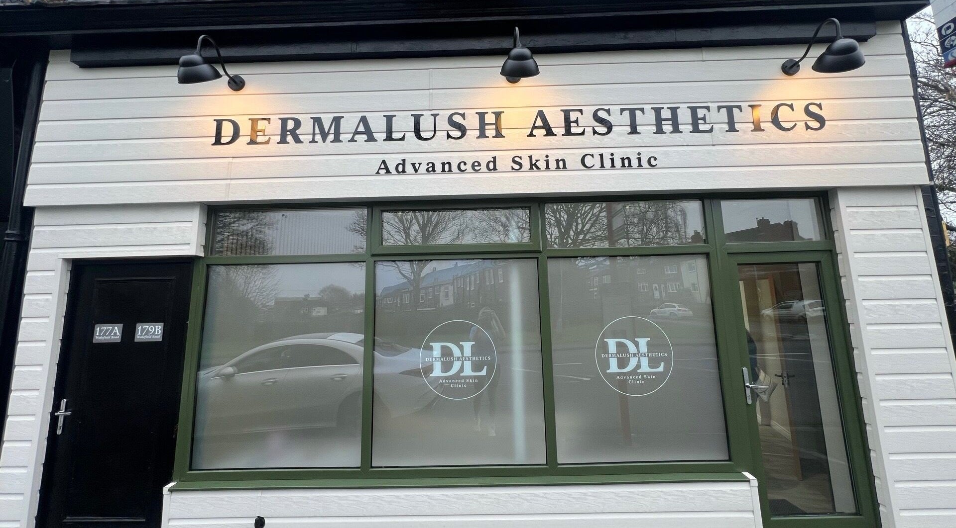 Front view of DermaLush Aesthetics in Normanton, England, GB showcasing its modern design.