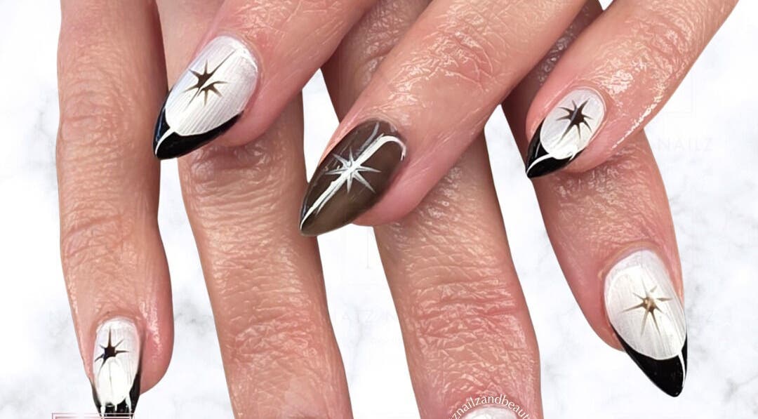 Stellar nail art with star design at Natz Nailz and Beauty in Parkwood, Queensland, AU.