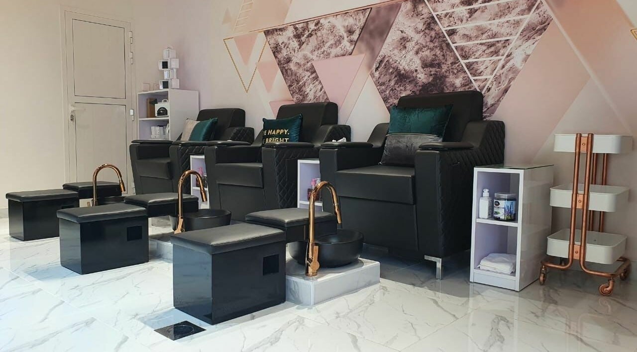 Luxury pedicure chairs at Hype Ladies Salon - Majan Branch, Dubai, AE, offering top-notch beauty services.