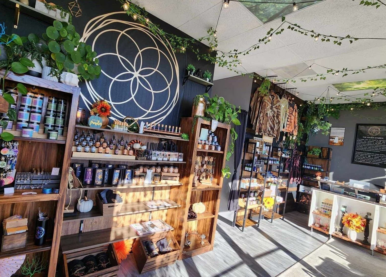 Interior of Haven Mind Body Collective & Haven Counseling in Longview, Washington, US showcasing wellness products.
