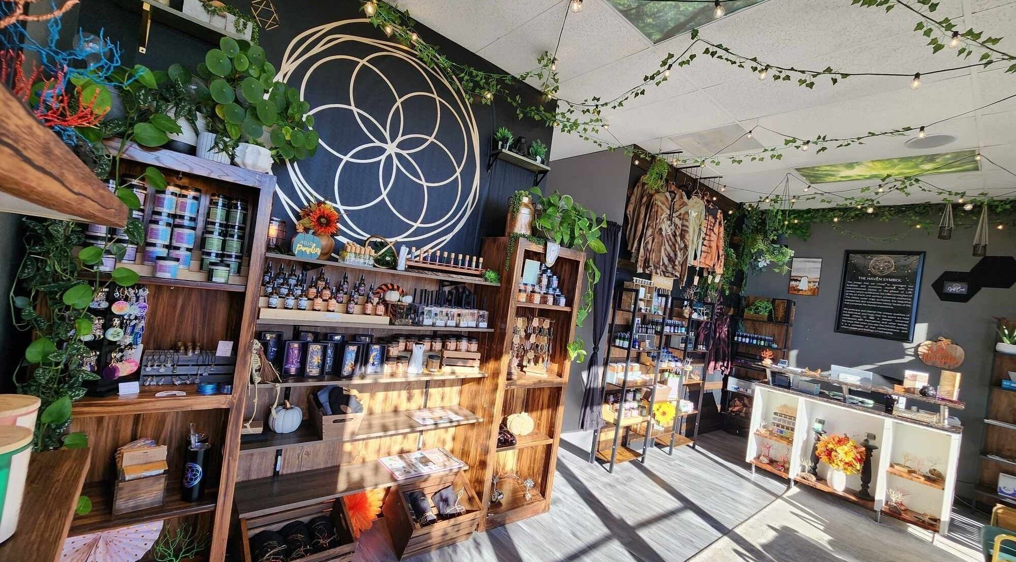 Interior of Haven Mind Body Collective & Haven Counseling in Longview, Washington, US showcasing wellness products.