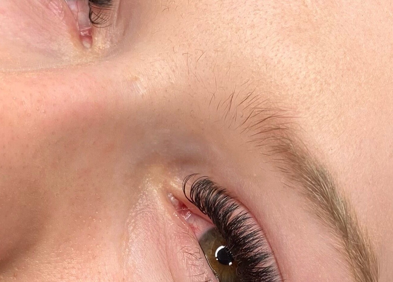 Close-up of expertly styled eyelashes at No Filter aesthetics and beauty, Aylesbury, England, GB.