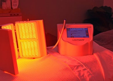Advanced LED therapy equipment at Look Wellness Studio, Quincy, Illinois, US offers skin rejuvenation.