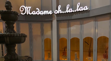 Front view of Madame Oh La Laa, Al Khobar, SA, showcasing elegant signage and entrance decor.