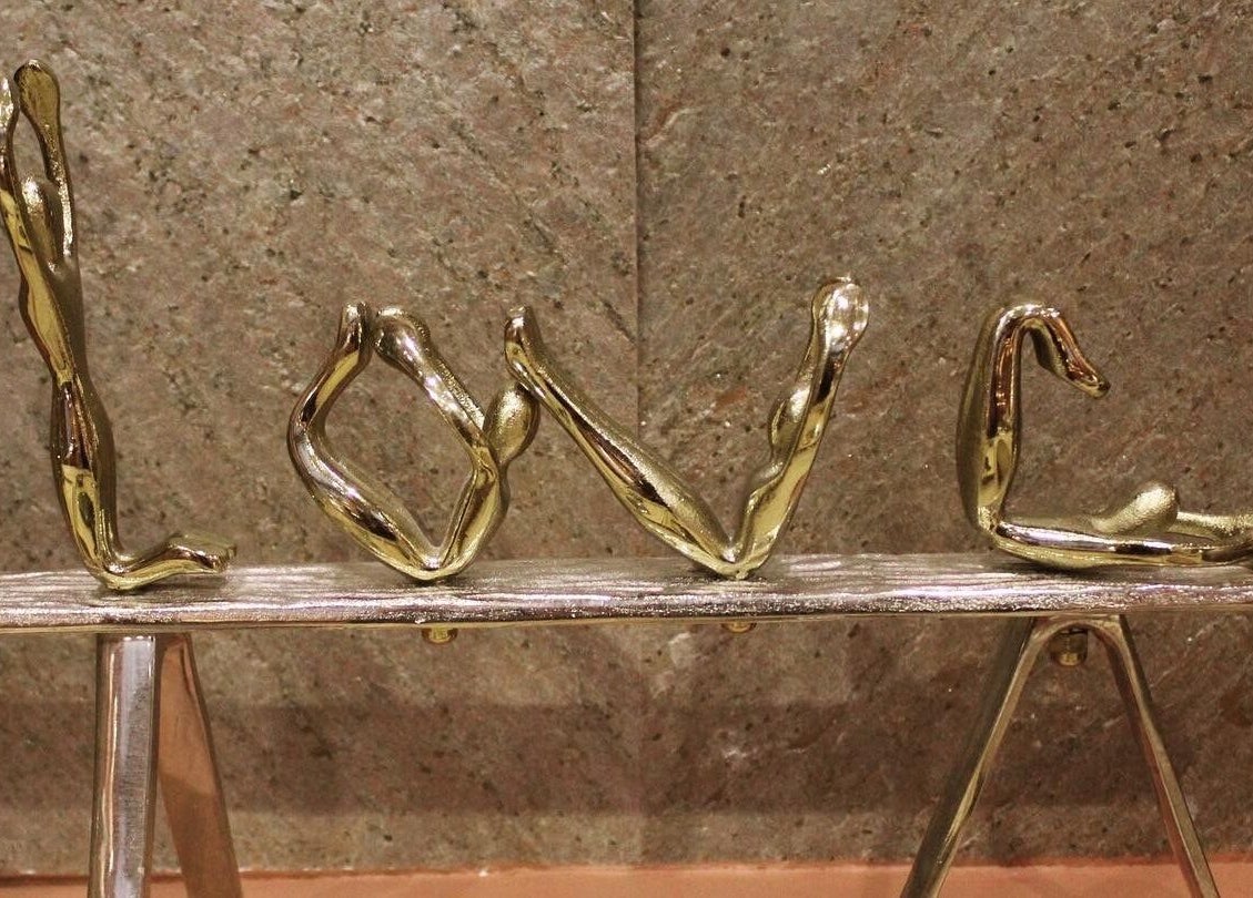 Artistic sculpture spelling LOVE at Madame Oh La Laa, Al Khobar, SA.