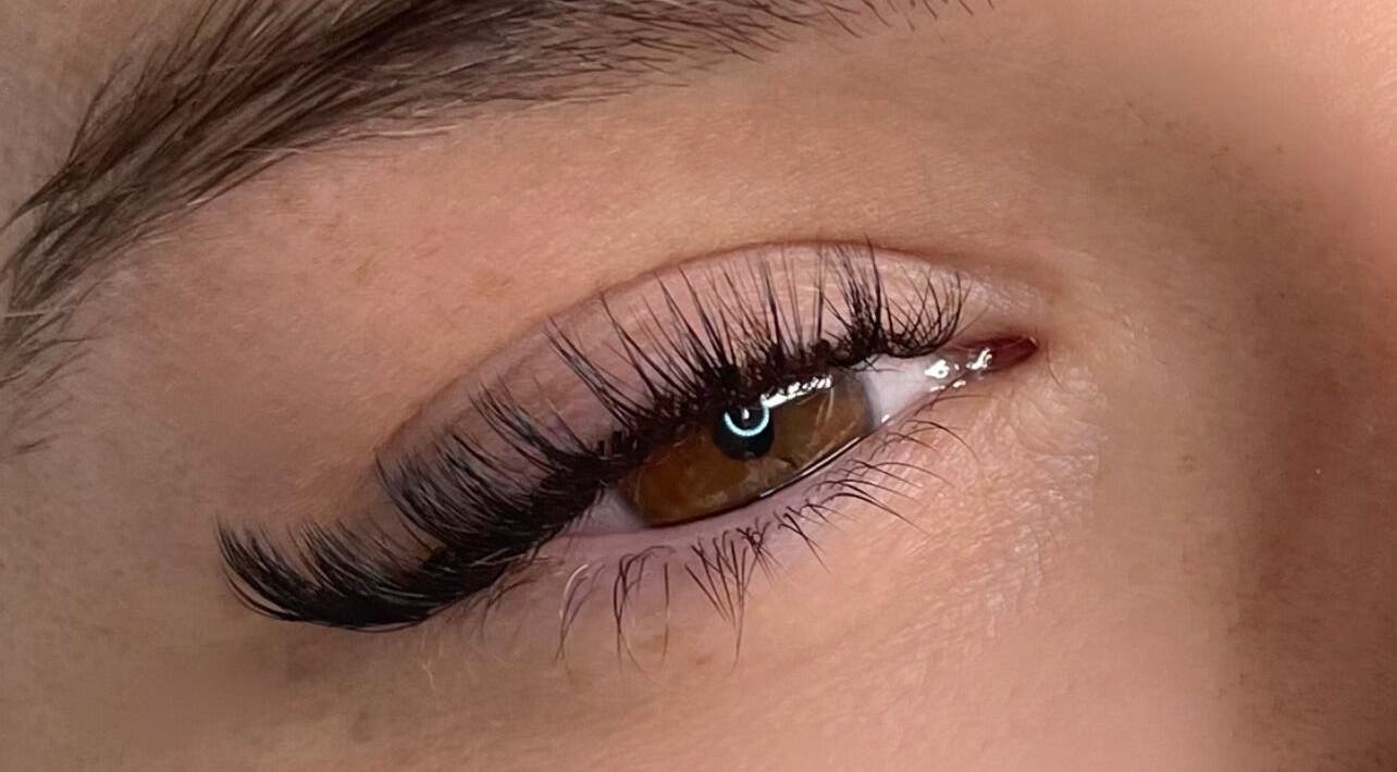 Close-up of elegant lash extensions at Lash Dolls & Co - Home Space in Hamlyn Heights, Victoria, AU.