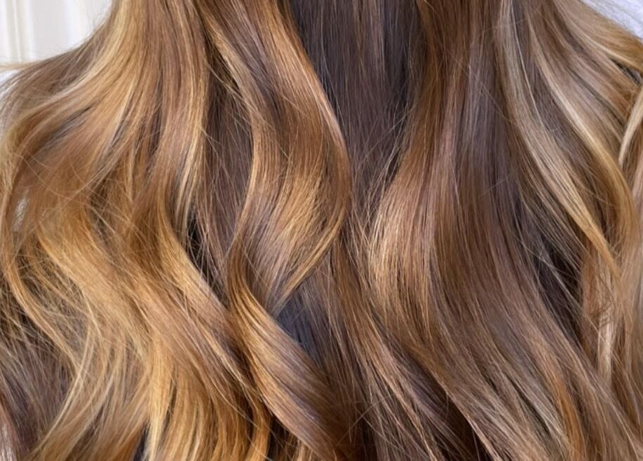 Luxurious golden brown waves styled at Addie Robins Hair, Melbourne, Victoria, AU.