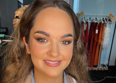 Smiling client with makeup at Serina Martic- Bridal and Event Makeup Artist, Melbourne, Victoria, AU.
