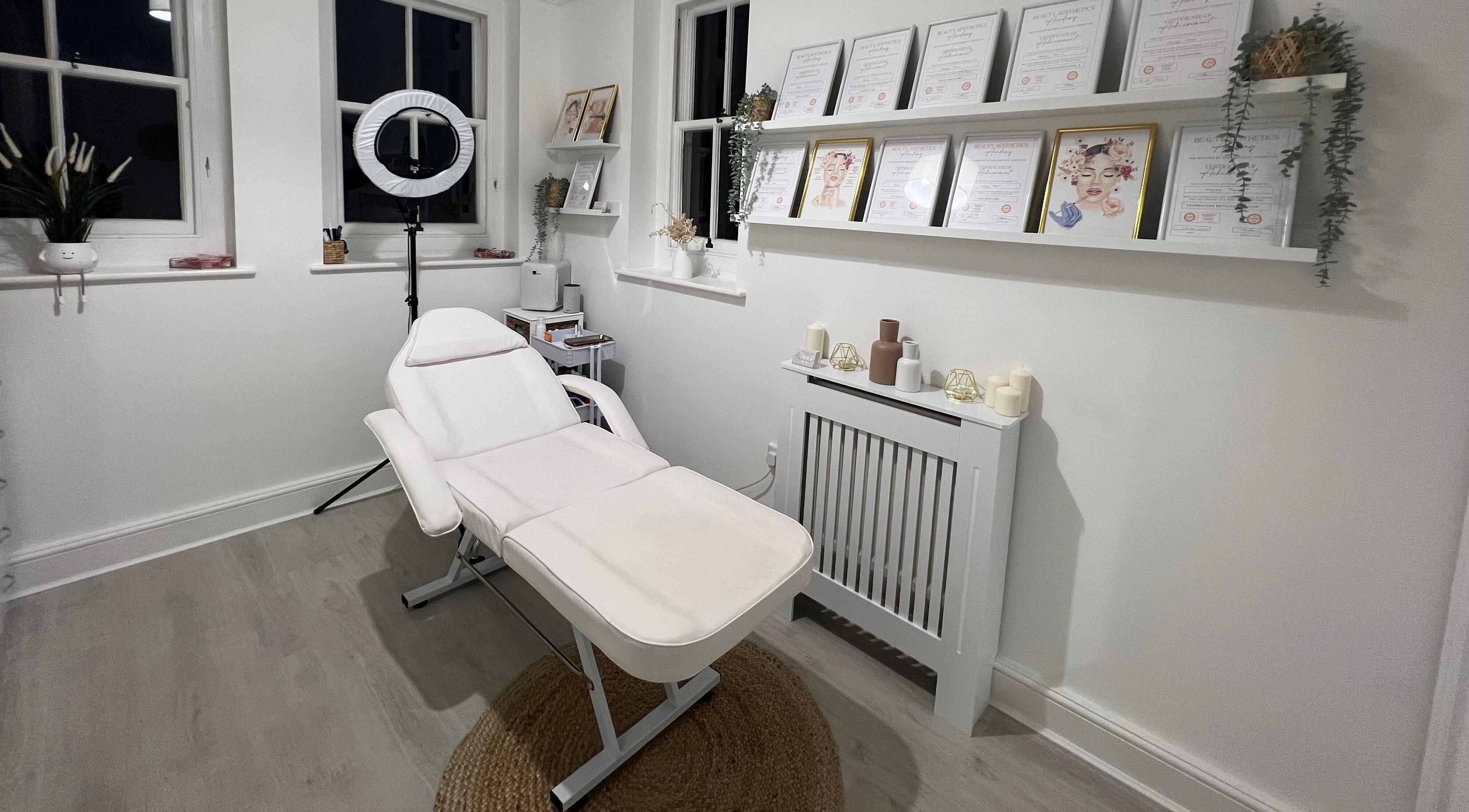 Relaxing treatment room at Clinic Cosmetique Horsham Aesthetics & Wellness in Horsham, England, GB.