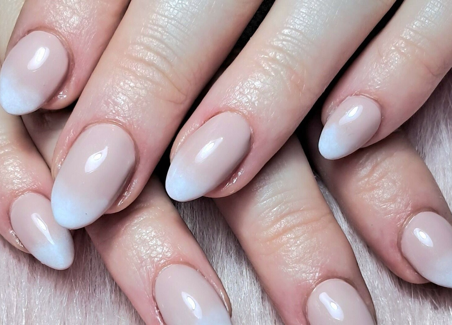 Elegant nude ombre nails at Scratch Pad Nails in Waddington, England, GB, showcasing a refined manicure style.