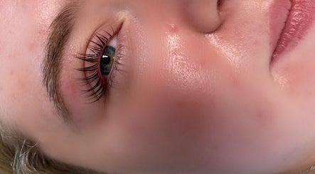 Close-up of enhanced eyelashes at All Things Beauty By Amberx, Colwyn Bay, Wales, GB.