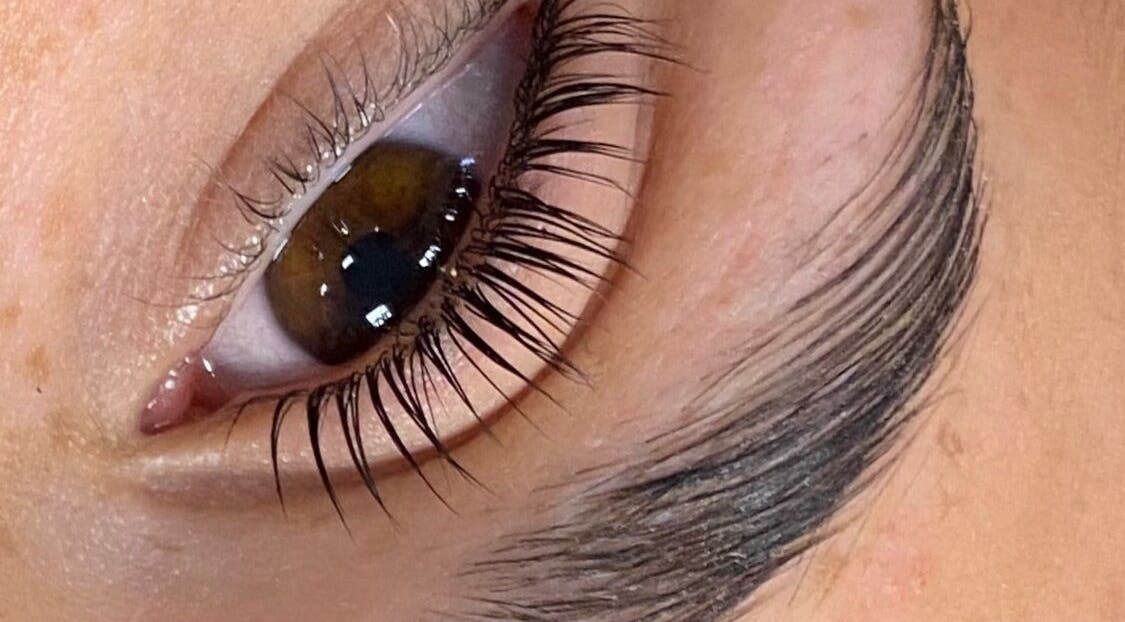Close-up of lash treatment at All Things Beauty By Amberx, Colwyn Bay, Wales, GB.