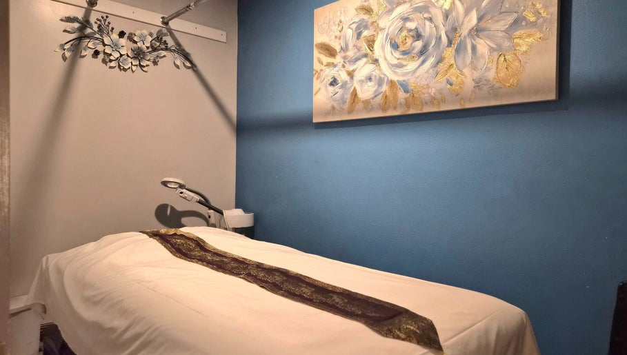 Tranquil massage room at Chiang Mai Thai Spa in Las Vegas, Nevada, US, featuring calming decor.