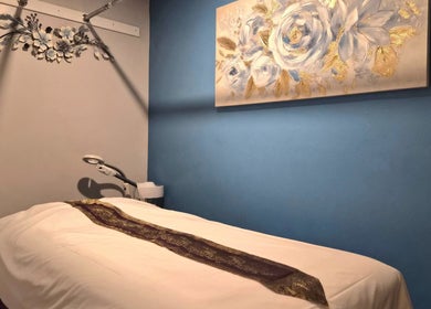 Tranquil massage room at Chiang Mai Thai Spa in Las Vegas, Nevada, US, featuring calming decor.