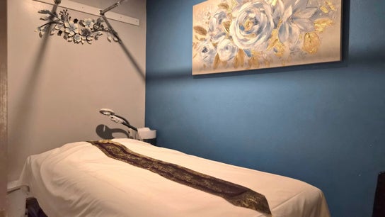 Tranquil massage room at Chiang Mai Thai Spa in Las Vegas, Nevada, US, featuring calming decor.