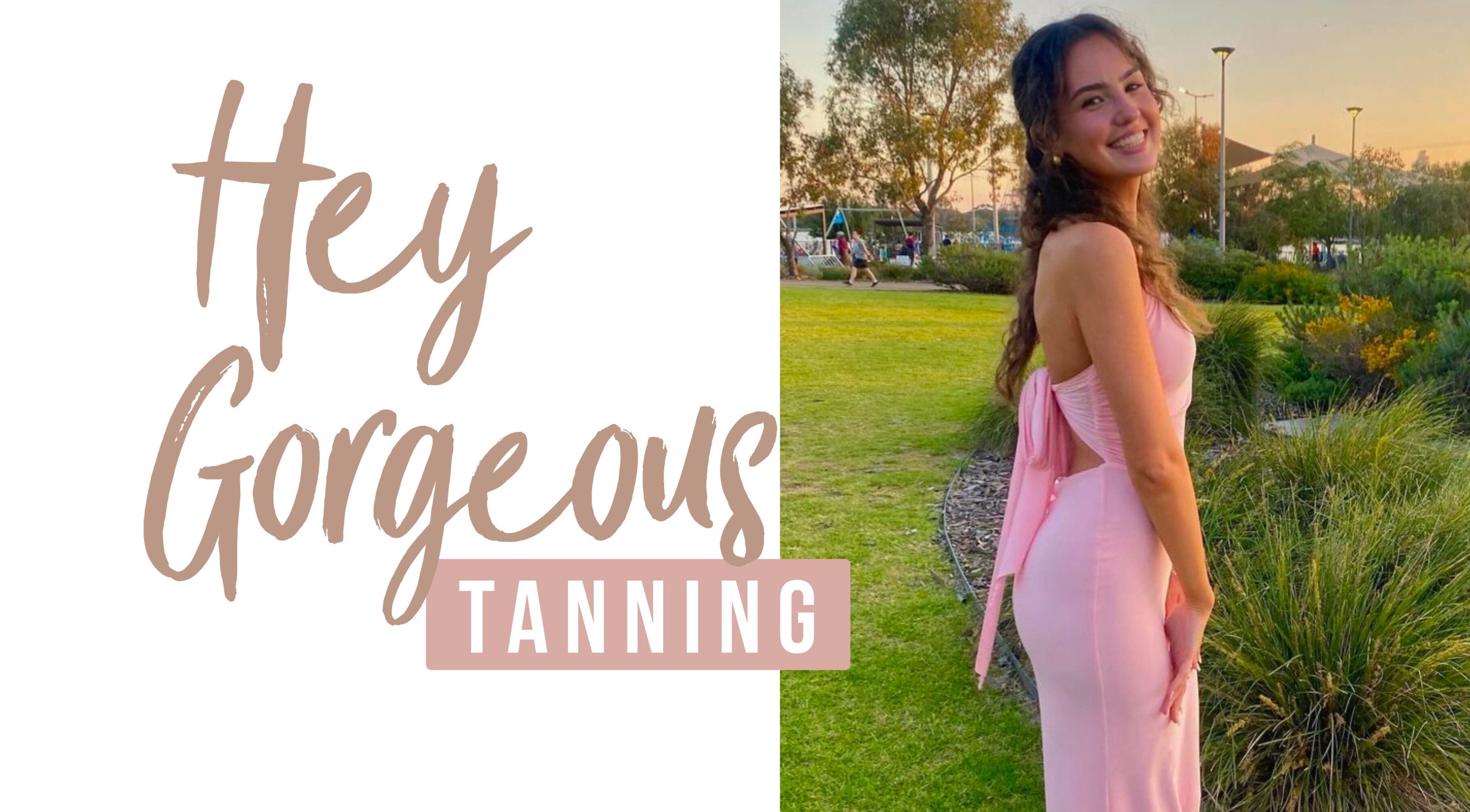 A woman in pink at Hey Gorgeous Spray Tanning, Wattle Grove, Western Australia, AU, exuding natural radiance.
