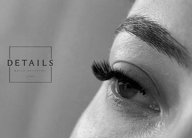 Close-up of eye with elegant lashes at Details Nails Artistry Spa, Riyadh, Riyadh Province, SA.