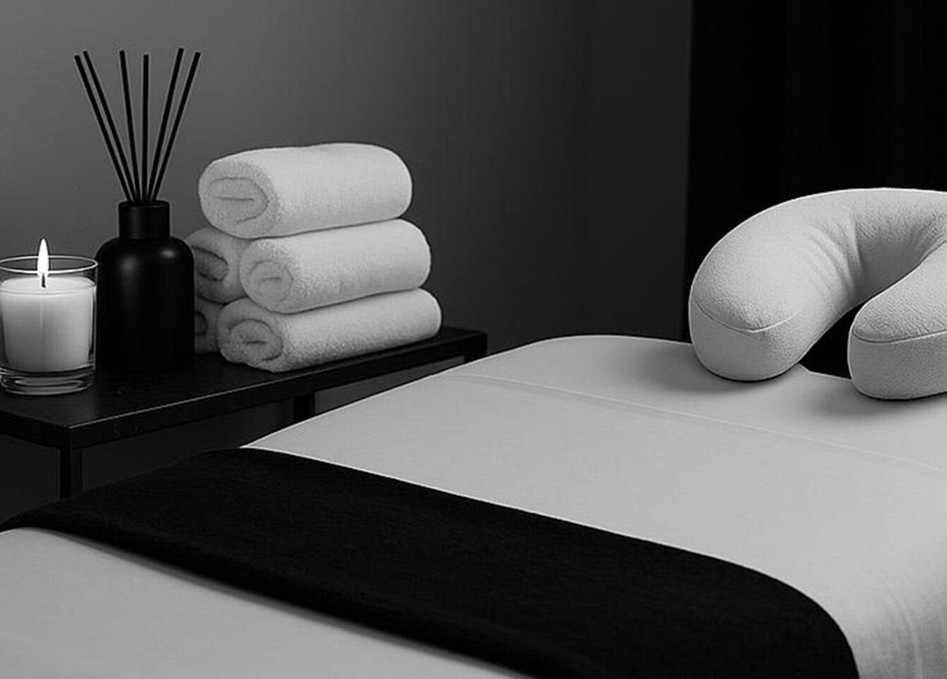 Relaxing massage table setup at Details Nails Artistry Spa (Home Service), Riyadh, Riyadh Province, SA.