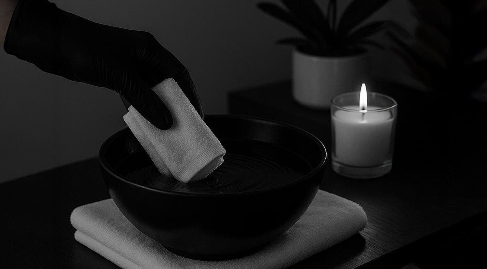 Relaxing ambiance at Details Nails Artistry Spa in Riyadh Province, featuring a candle beside a water bowl.