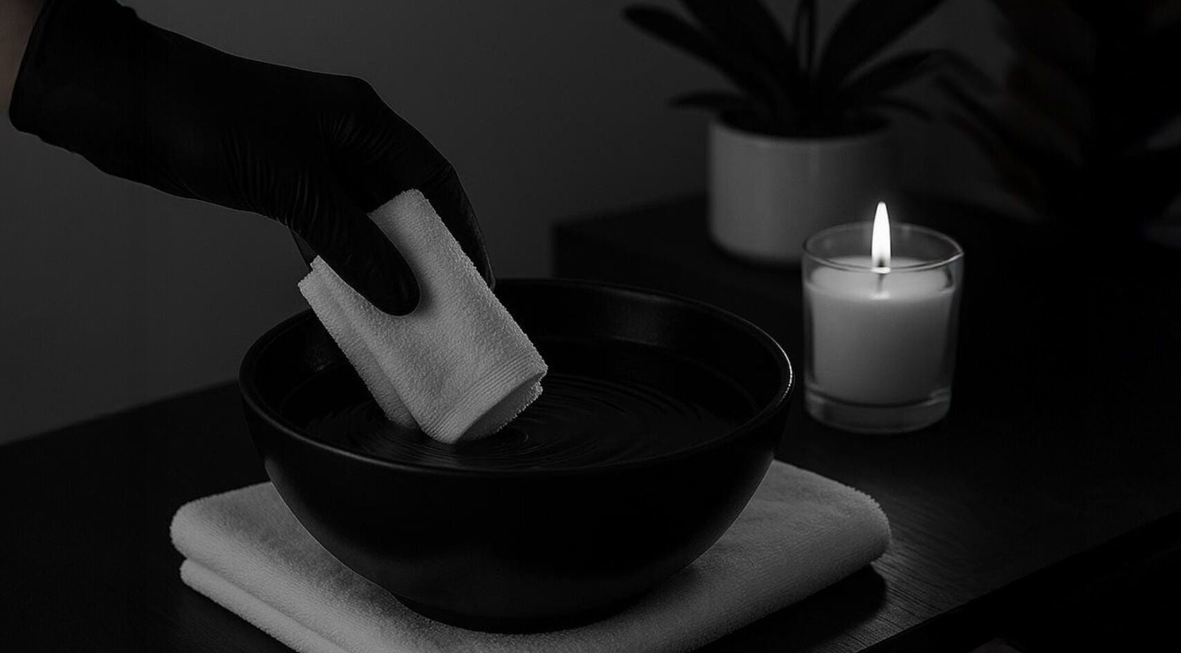 Relaxing ambiance at Details Nails Artistry Spa in Riyadh Province, featuring a candle beside a water bowl.