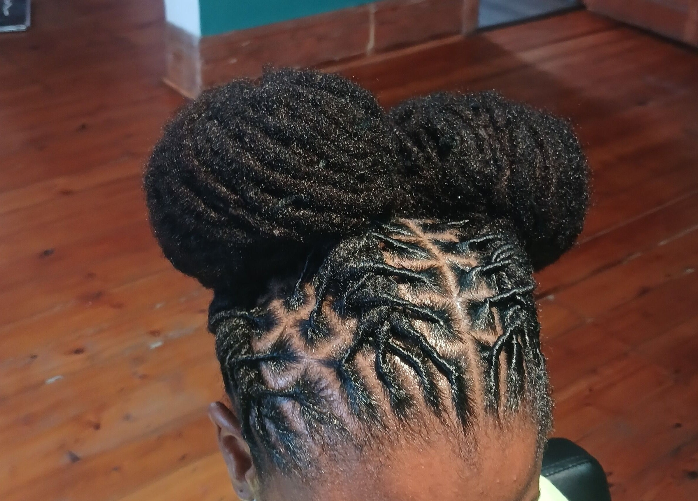 Intricate dreadlock updo styled at XTLS Dreadlocks Morning Side in Berea, Kwazulu-natal, ZA, showcasing hair artistry.