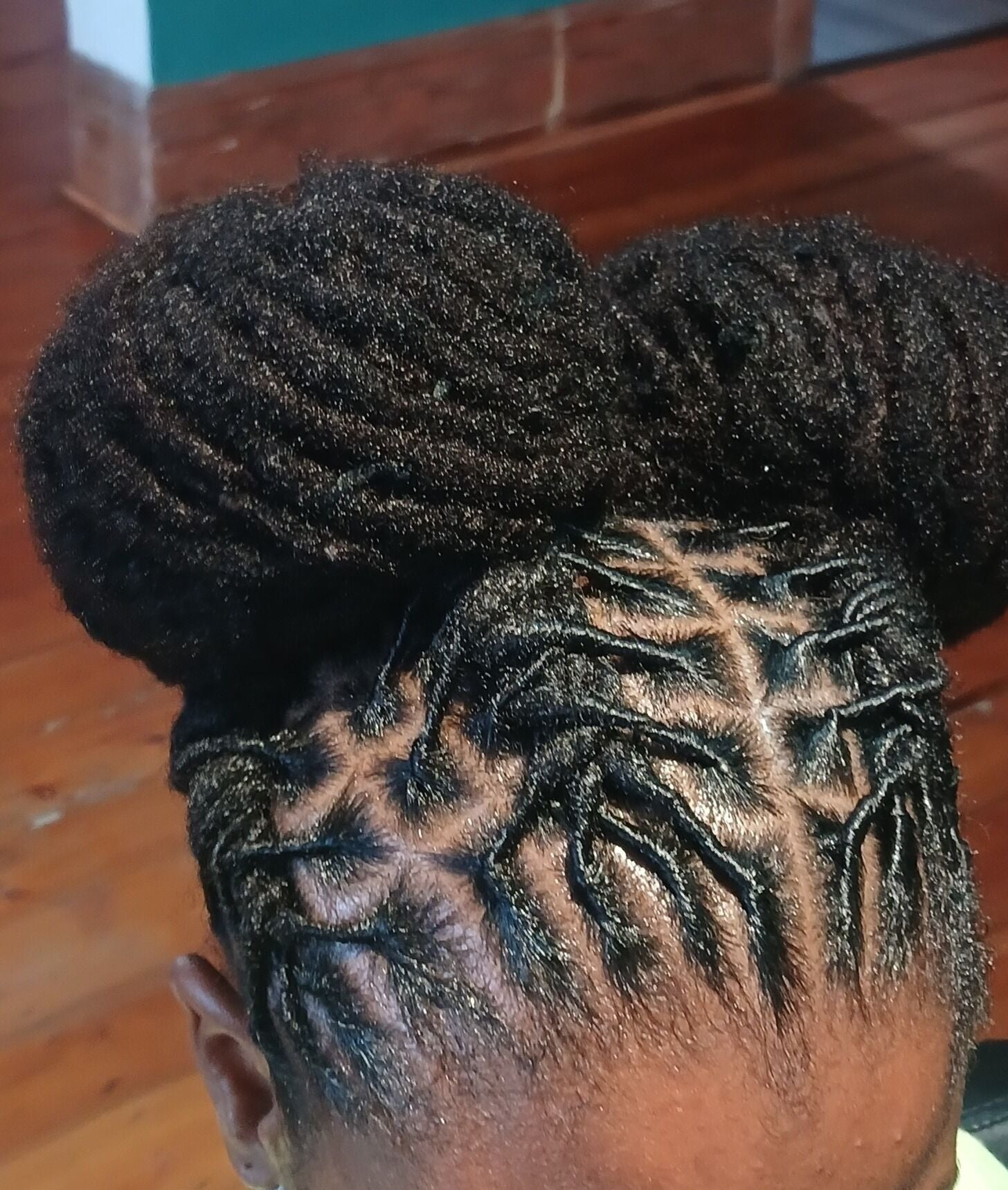 Intricate dreadlock updo styled at XTLS Dreadlocks Morning Side in Berea, Kwazulu-natal, ZA, showcasing hair artistry.