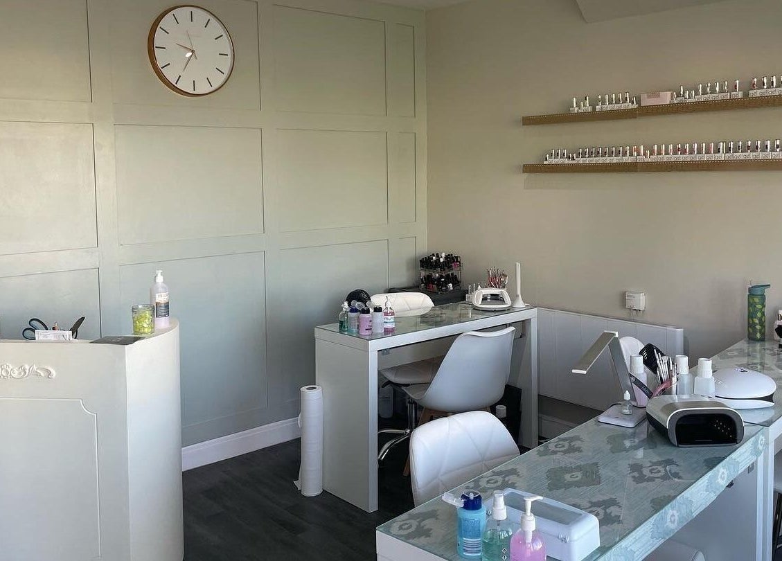 The Chi Rooms nail salon in Essington, England, GB, featuring stylish workstations and beauty products.