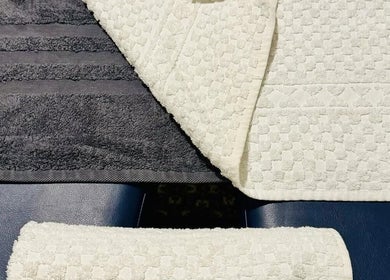 Luxury towels at Leyla’s Holistic Therapies in St Albans, England, GB, showcasing spa relaxation essentials.